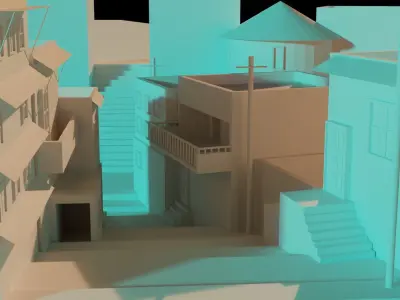Low Poly Street Santorini Greece Free 3D model