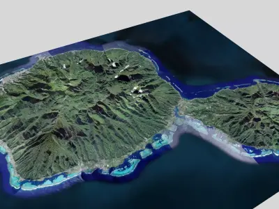 Tahiti island in French Polynesia 3D model