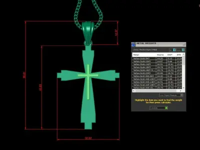 Light Gold 18K Cross Pendant 2CP039 3D print model