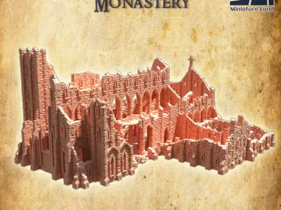 Ruined Monastery  Tabletop Terrain 28 MM 3D print model