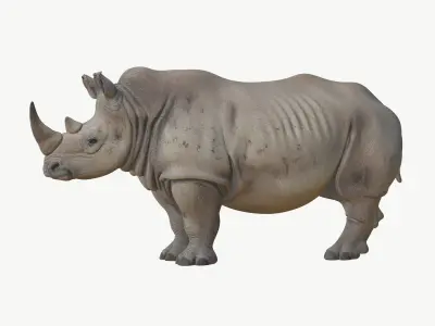  Realistic 3D Rhinoceros Low Poly PBR 