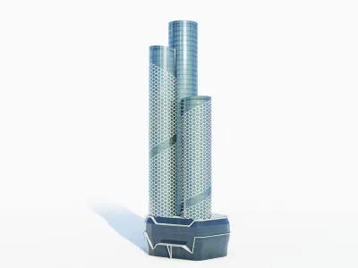 QIMC tower - Qatar doha Low-poly 3D model