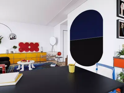 Modern Bauhaus Living Room 3D model