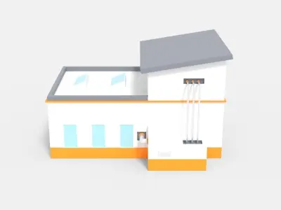 Factory Building D Low-poly 3D model