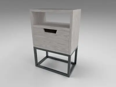 Modern bedside table light brown Low-poly 3D model