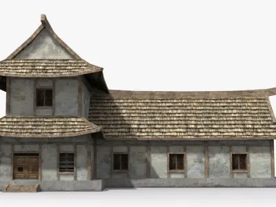 Ancient house x3 Low-poly 3D model