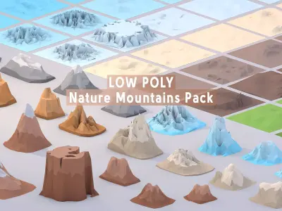 Low Poly Nature Mountains Pack Low-poly 3D model