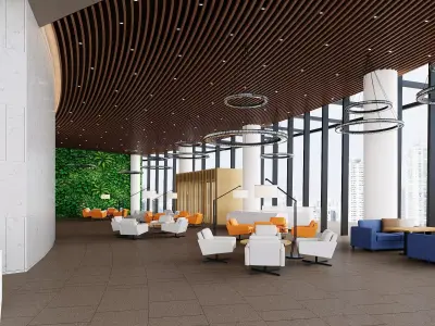 Modern Office Lobby Lounge 3D model