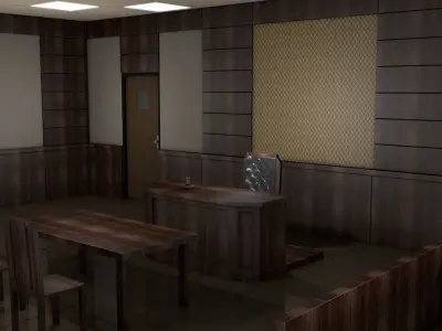 Courtroom room with chairs and tables 3D model
