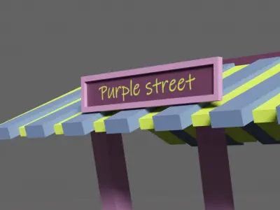 Bus stop Purple street Low-poly 3D model