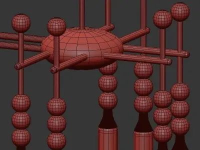 TALISMAN modern chandelier with beads and metal rods 3D model
