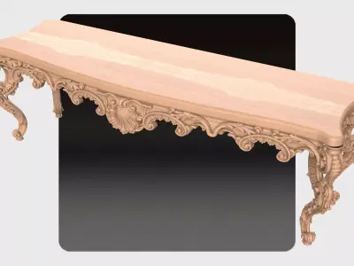 Carved tv table for CNC 04 3D model