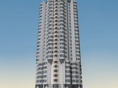 Building Lowpoly high rise apartment Low-poly 3D model