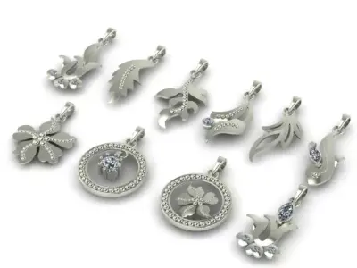 10 Pendants with Tops complete Locket set 3D print model