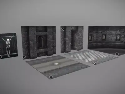 Medieval castle modular kits interior Free 3D model