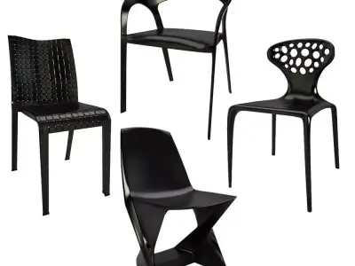 Outdoor Plastic Black Chairs 3D model