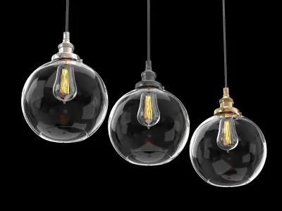 20th c Factory Filament Clear Glass Cafe Pendant 3D model