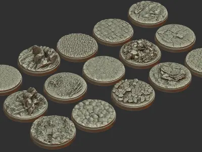 PACK 4 - 15 MINIATURE BASES 50mm 3D Print Ready 3D print model
