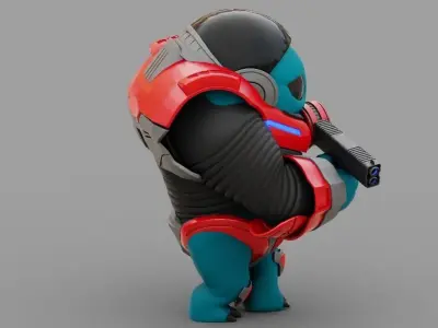 Toon Alien Trooper  rigged  - animated character 3D model