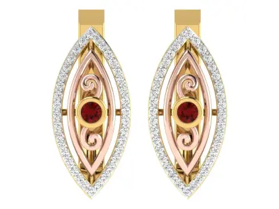 Light Weight Yellow Gold Diamond Earring EZ BI-56 3D print model
