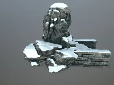 skull cave Low-poly 3D model