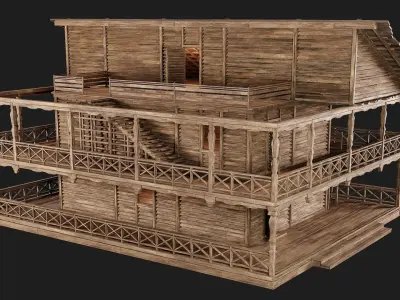 Old Wooden House 4K Textures GameReady 144 Low-poly 3D model