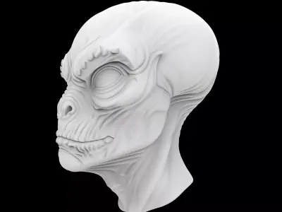 Reptilian Alien Head 3D Print Model 3D print model