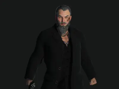 AAA 3D REALISTIC ASIAN JAPANESE MAN CHARACTER - OLD YAKUZA Low-poly 3D model