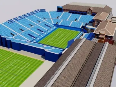 Queens Club Tennis Stadium - London Low-poly 3D model