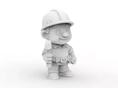Cartoon Construction Worker 3D Printable 3D print model purchase