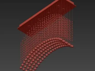 Wave Rectangle Rain Drop Crystal Chandelier 3D model