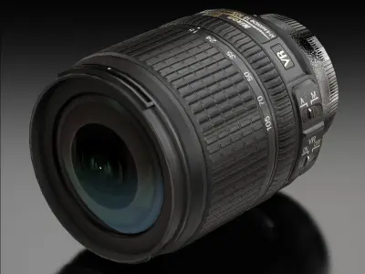 Nikon AF-S DX Nikkor 18-105mm f 3-5 5-6G ED VR Lens Low-poly 3D model