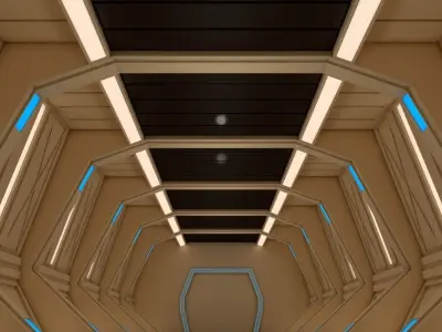 Sci Fi Corridor Low-poly 3D model