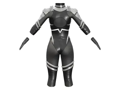 Female Black Sci-Fi Futuristic Armour Bodysuit Low-poly 3D model