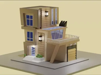 Modern House Design Free low-poly 3D model