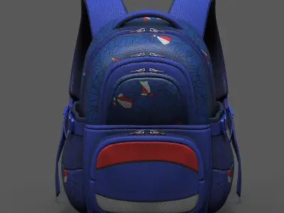 Backpack Camping color bag baggage pockets  Low-poly 3D model