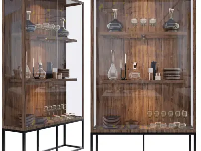 Shelf 3D model two display cases with glass doors 3D model