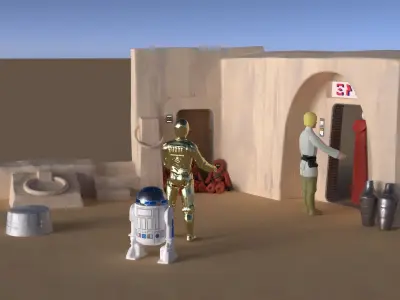 Set 1 Cantina main Entrance Outside 1-18 scale Kenner Hasbro 3D print model