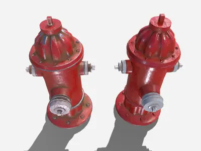 Low Poly PBR Fire Hydrant Low-poly 3D model