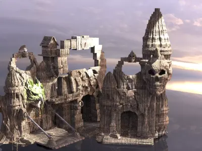 Witches Scull Ravenwood Tower Stone Kit bash 3D model