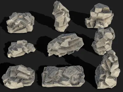 Mountain cliff Rocks - PBR Pack 02 Low-poly 3D model