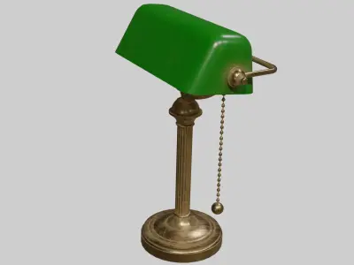 Bankers table Lamp with pbr textures Low-poly 3D model