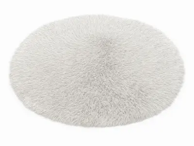 Round White Sheepskin Rug 3D model