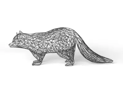 Raccoon Wireframe Low-poly 3D model