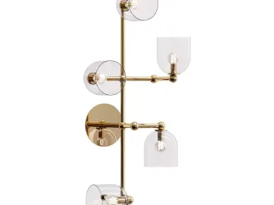master three light wall sconce in brass and glass 3D model