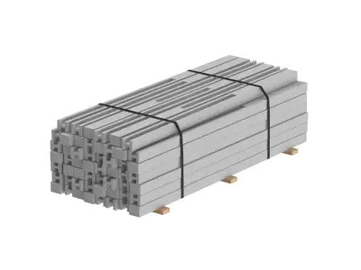 Concrete Slabs On Wood Planks 3D model