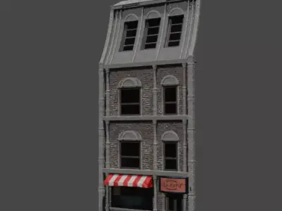 Facades of Old Apartaments Low-poly 3D model