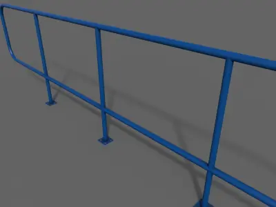 PBR Pedestrian Guard Rail Blue V5 Low-poly 3D model