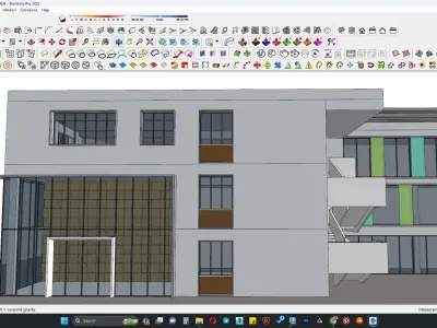 Contemporary office building facade 3D model