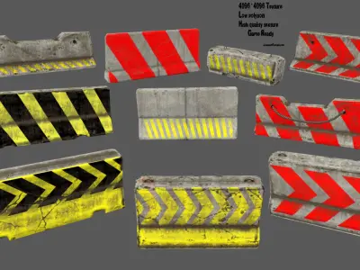 barrier set 2 road markings Low-poly 3D model